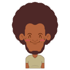 African American man smile face cartoon cute