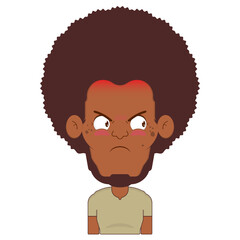 African American man angry face cartoon cute