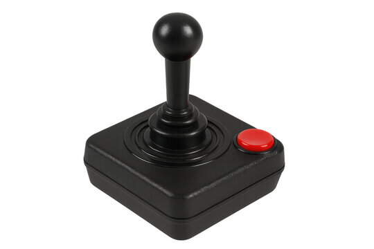 Vintage gaming joystick on transparent background evoking retro entertainment, 80s arcade culture, digital play, and technology nostalgia