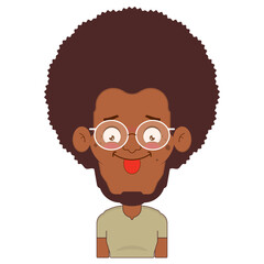 African American man doubt face cartoon cute