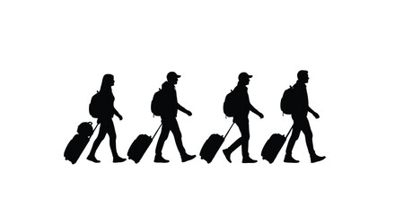 Silhouette of people with luggage design