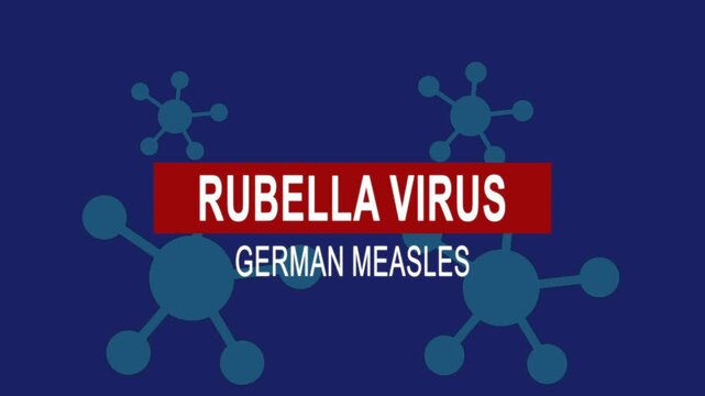 Rubella virus german measles. Medical news alert headline virus animation background. Health concept.
