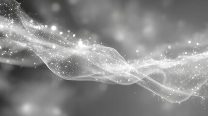 Flowing glitter particles creating graceful light wave