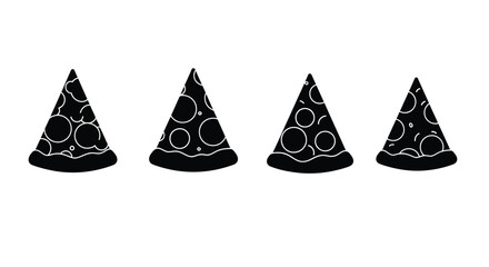 Four pizza slices in black and white style