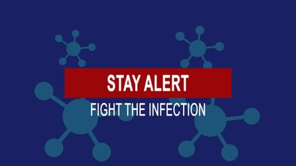 Stay alert fight the infection. Medical News Alert Headline Virus Animation Background. Health Concept.