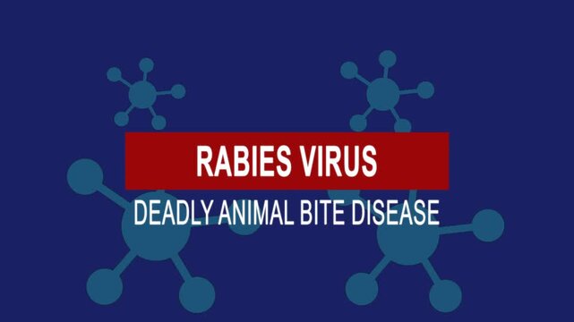 Rabies virus deadly animal bite disease. Medical News Alert Headline Virus Animation Background. Health Concept.