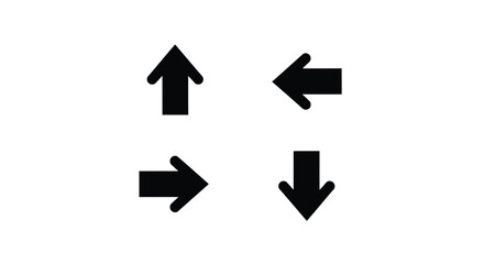 Four black arrows, pointing in different directions
