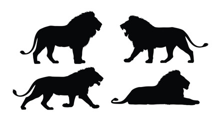 Four lion silhouettes in different poses