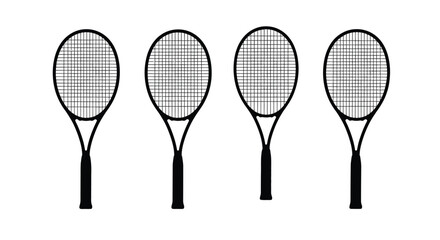 Four tennis rackets for sport equipment concept