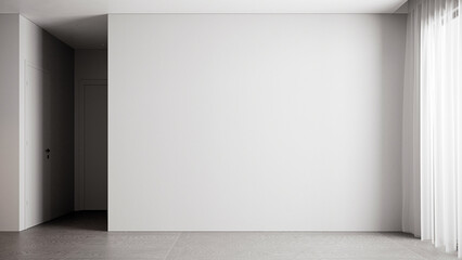 The empty living room and white wall background. 3d rendering