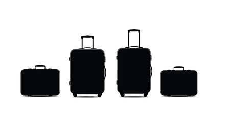 Four black suitcase silhouettes of different sizes