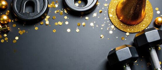 Celebratory gym scene with shining accessories, Postworkout celebration captured with sparkling accessories and joy, Festive scene showcasing triumph with dazzling accessories after successful workout