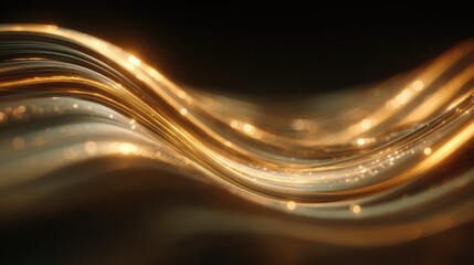 Golden glowing abstract lines creating energy wave background