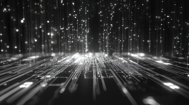 Digital network connections transmitting data in grayscale technology