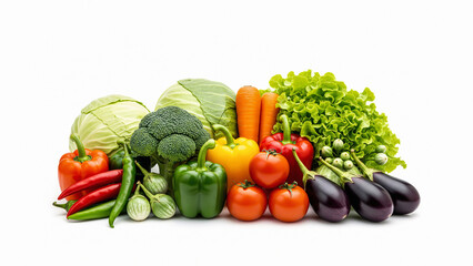 Fresh Assorted Vegetables Isolated on White Background