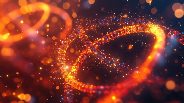 Glowing dna helix structure representing science research and future