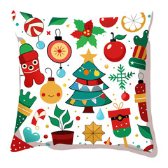 Festive Holiday Icons Pattern Collection with Christmas Tree Decorations, Snowflake Candy, Ornaments, Heart, Gifts, Cute, Colorful Elements Vector Background. 