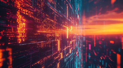 Digital data network connection visualizing futuristic technology concept