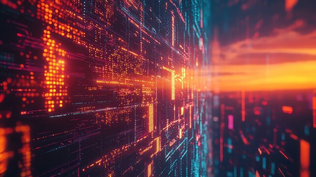 Digital data network connection visualizing futuristic technology concept