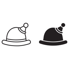 Festive Party Hat Outline and Solid Icon