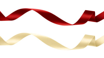 Elegant red and gold ribbons twirling for celebratory decoration