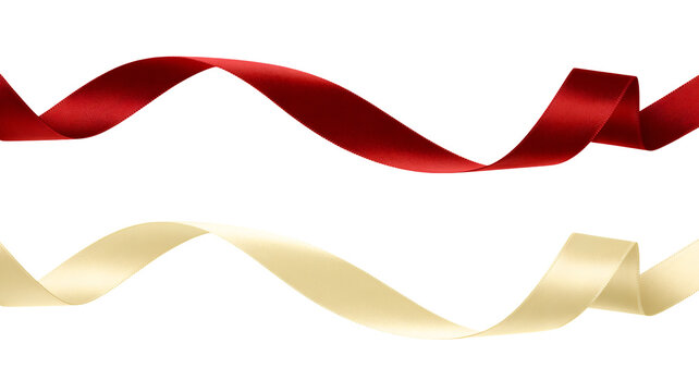 Elegant red and gold ribbons twirling for celebratory decoration