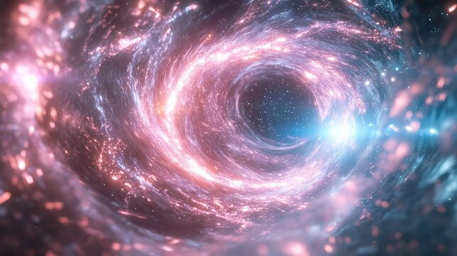 Swirling cosmic wormhole vortex pulling stars into space