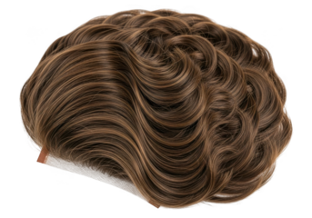 Brown toupee with highlights isolated on transparent background
