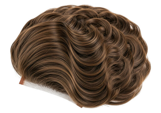 Brown toupee with highlights isolated on transparent background