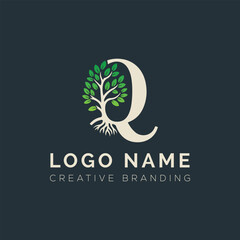 Letter Q tree logo	
