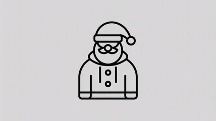 Black Outline Icon of Santa Claus in a Hoodie christmas
