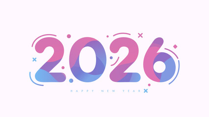 Happy New Year 2026 Typography , 2026 text for Social Media Post, Web Banner, Print Design  