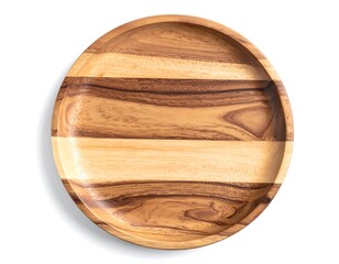 Wooden round tray with dark and light wood alternating