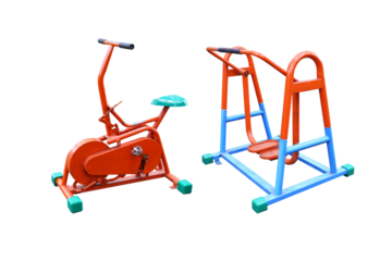 Old exercise bike isolated on white background