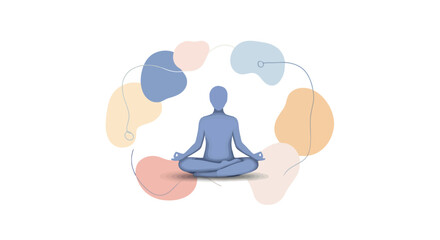 Serene Silhouette Meditating Surrounded by Abstract Calming Shapes Symbolizing Harmony and Balance