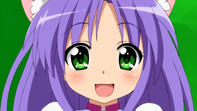 Anime Girl with Cat Ears - A Cute and Expressive Character.