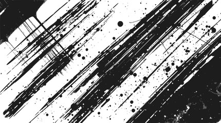 Energetic black ink brush strokes and splatters on