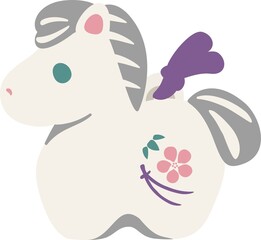 Cute Flat Design of Traditional Japanese New Year Decoration: Horse Toy