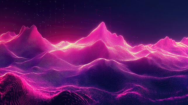 Digital mountains creating abstract data visualization landscape