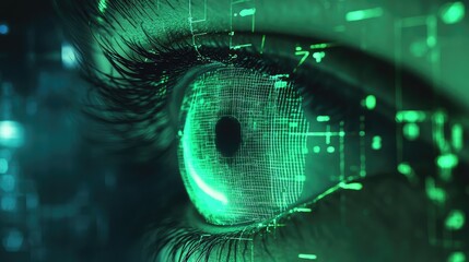 Human eye connecting with digital data interface