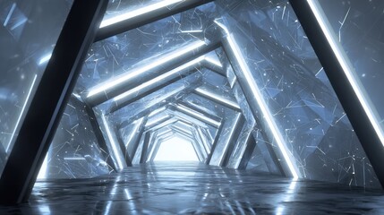 Futuristic illuminated tunnel creating a digital sci fi passage
