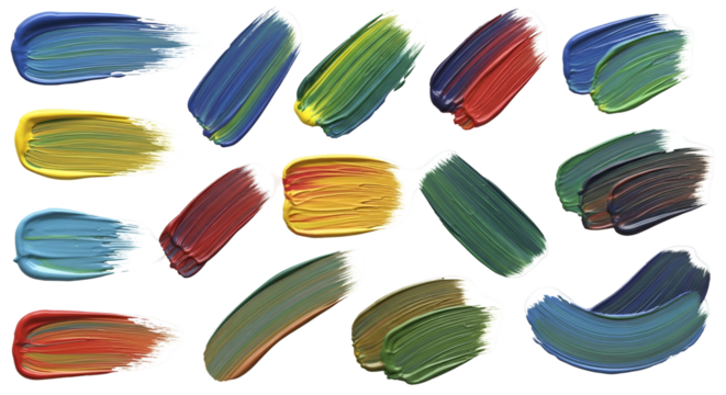 Abstract Colorful Acrylic Paint Swatches on Black Backdrop Artistic Smears and Strokes Illustrative Paintbrush Texture for Fine Art Backgrounds Creative Wall Art Pattern and Design Element Multi