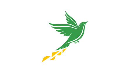 Eco-Friendly Delivery Soars: Modern Green Bird Symbolizing Fast, Sustainable Shipping Solutions for Innovative Logistics Companies and Nature Conservation Efforts