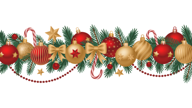 Festive Christmas ornaments and sweets frame holiday celebrations