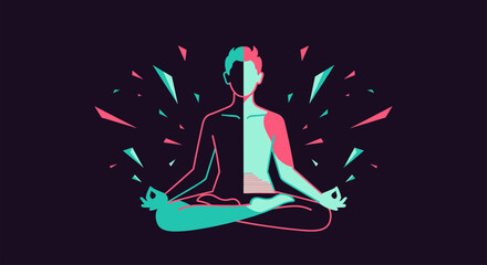 Find Inner Peace with this Meditating Figure, a Modern Symbol of Mindfulness and Wellness, Ideal for Yoga Studios, Mental Health Campaigns, and Serenity Seekers