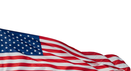 Waving American Flag in Studio Shot with Strong Light for Patriotic Occasions and Memorial Events, Symbol of Pride, Freedom, and National Identity Perfect for Design Use or Compositing