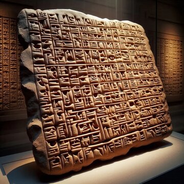 Ancient Sumerian cuneiform tablet with cuneiform script excavate