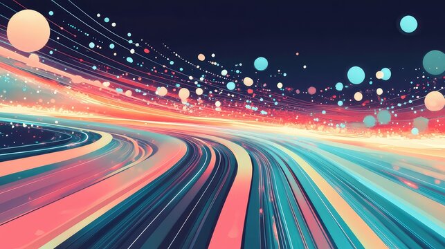 Digital stream flowing through abstract data network