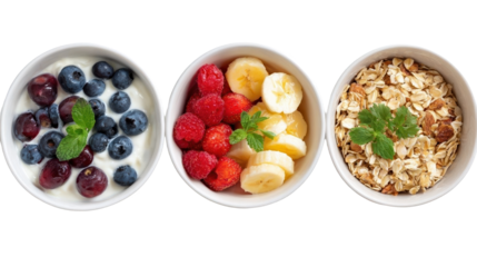 Healthy breakfast with fruits and oats.