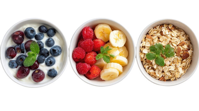 Healthy breakfast with fruits and oats. - Powered by Adobe